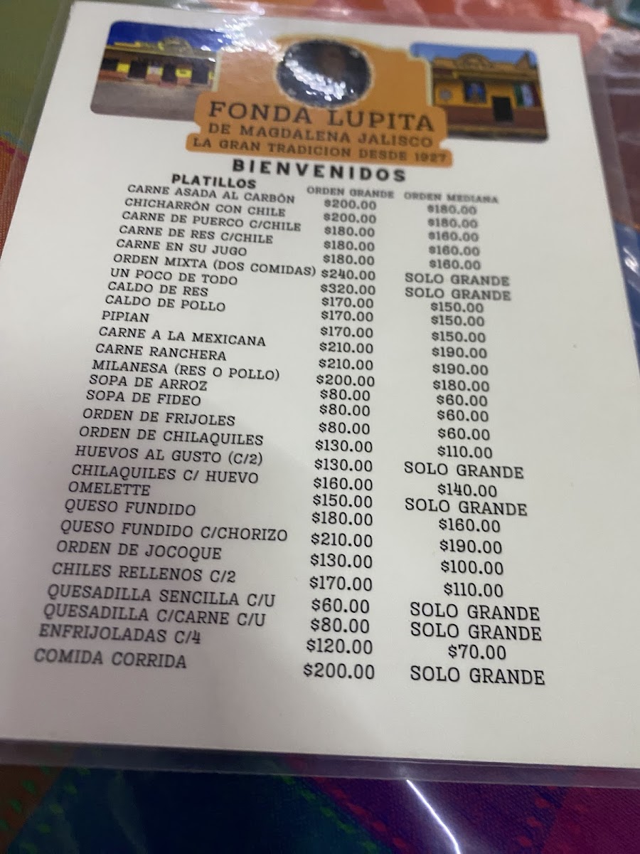Fonda Lupita Menu - Image 1